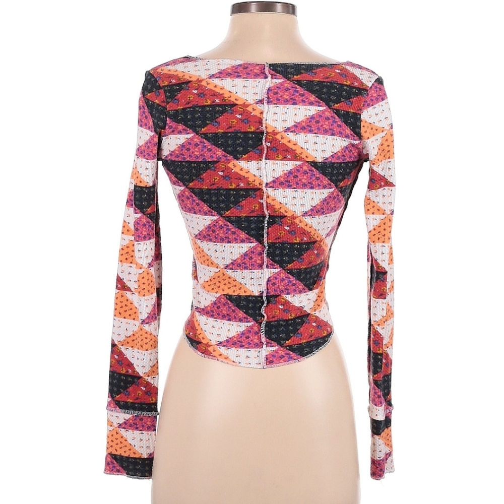 Free People Intimately Patchwork Semi-Cropped Long Sleeve Top - Picture 3 of 4
